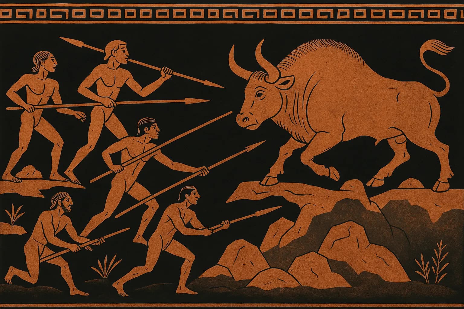 Echoneo-0-2: Prehistoric Concept depicted in Ancient Greek Style