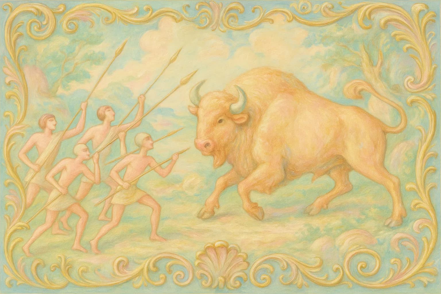 Echoneo-0-10: Prehistoric Concept depicted in Rococo Style