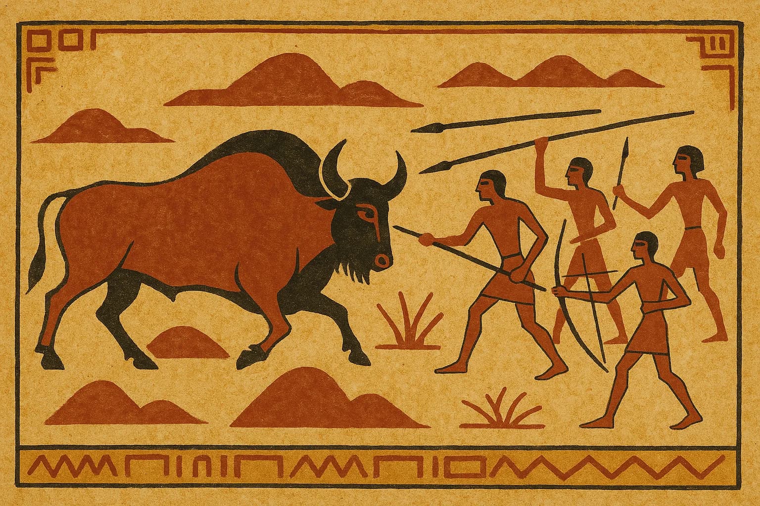 Echoneo-0-1: Prehistoric Concept depicted in Ancient Egyptian Style