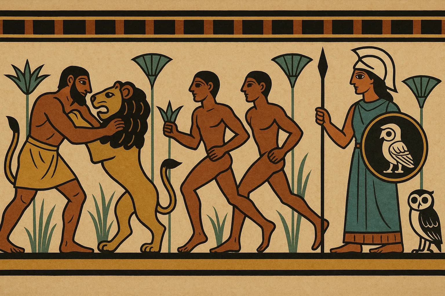 Echoneo-2-1: Ancient Greek Concept depicted in Ancient Egyptian Style