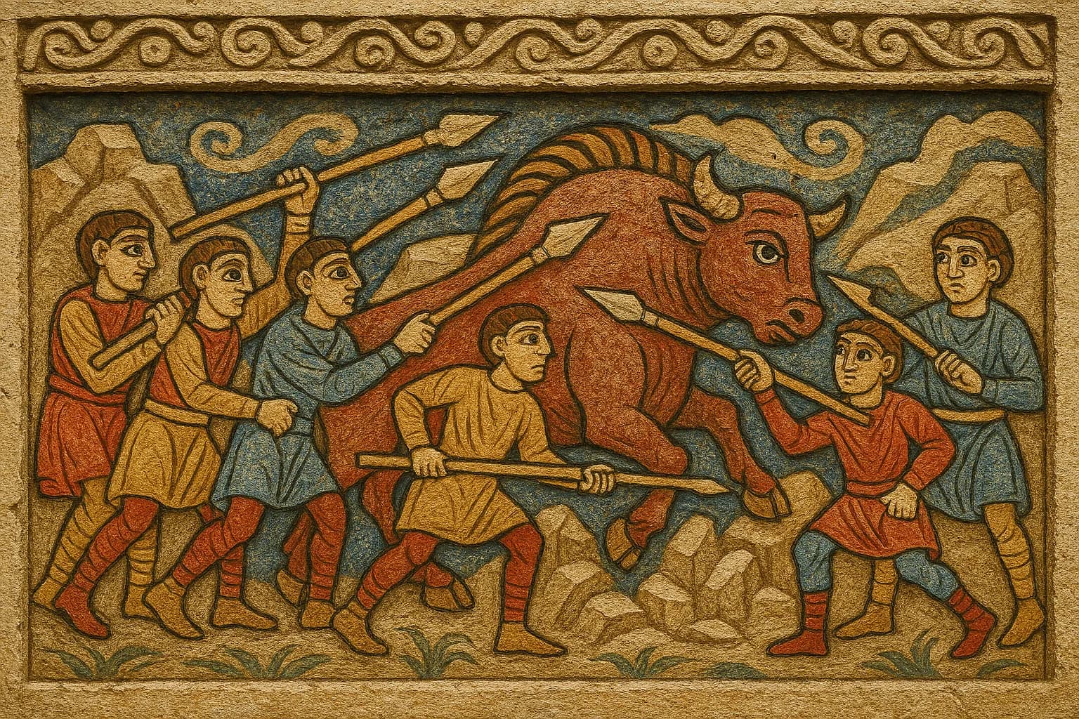 Echoneo-0-5: Prehistoric Concept depicted in Romanesque Style