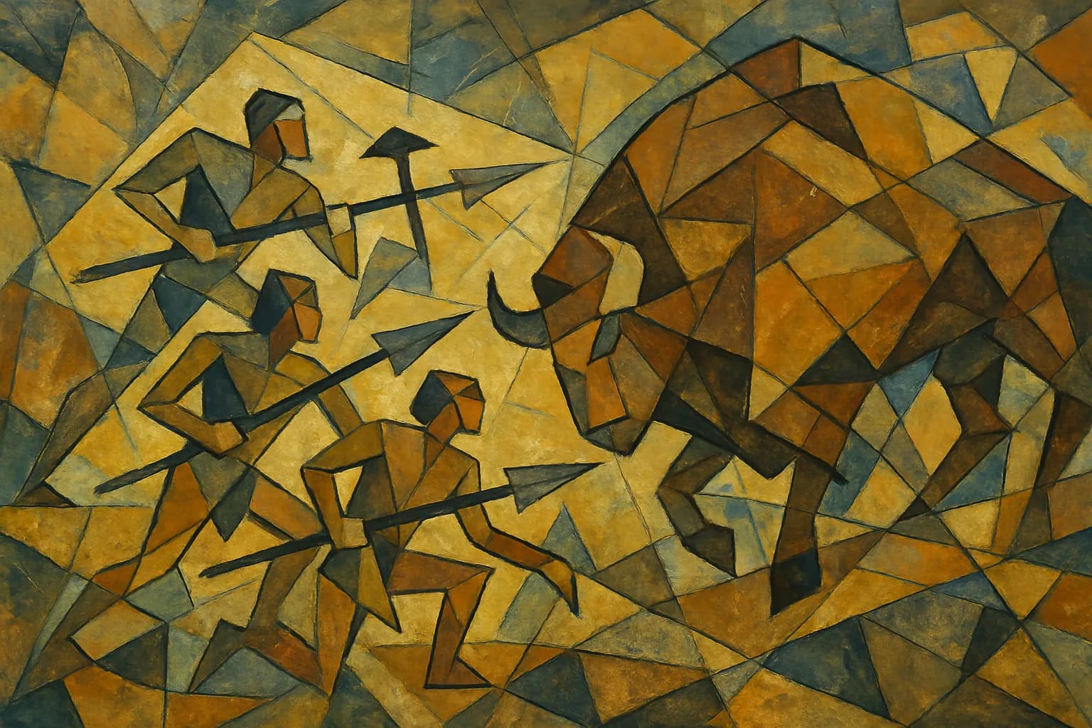 Echoneo-0-18: Prehistoric Concept depicted in Cubism Style