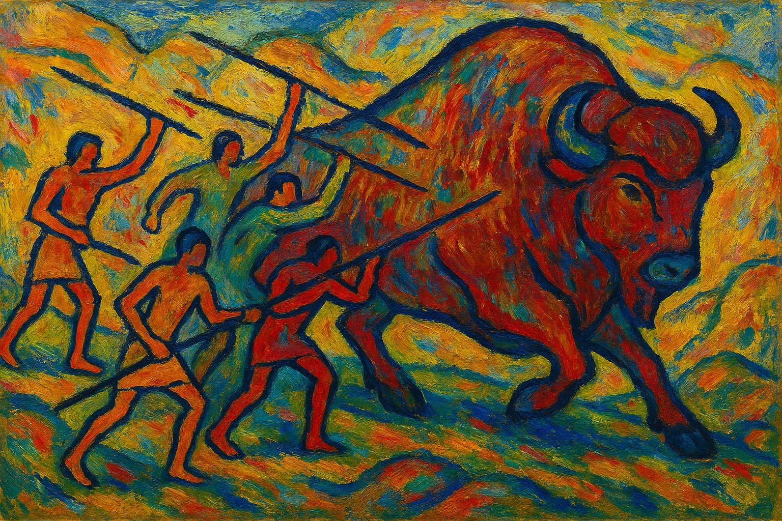 Echoneo-0-15: Prehistoric Concept depicted in Post-Impressionism Style