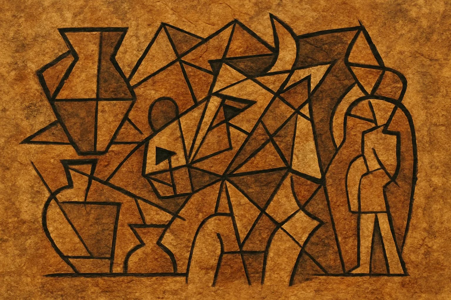 Echoneo-18-0: Cubism Concept depicted in Prehistoric Style
